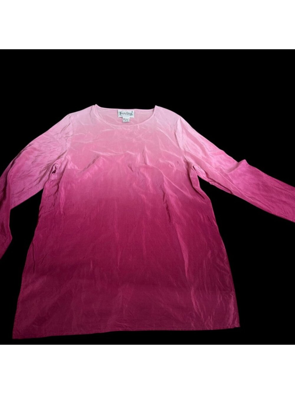 Vtg Diane Von Furstenberg pink Silk Ombre Long-Sleeve Tunic Top lagenlook M